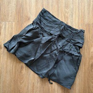 Aerie Side Waist Tie Swing Mini Skirt Graphite Black Grey NWT Women’s Size L